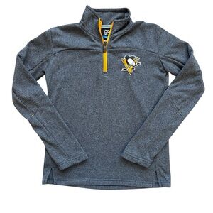 Fanatics Pittsburgh Penguins Youth 1/4 Zip Pullover Jacket Gray Size S (8) Warm